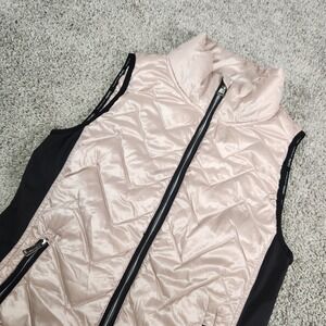Calvin Klein Down Puffer Vest Womens Small Quilted Full Zip Pink Performance